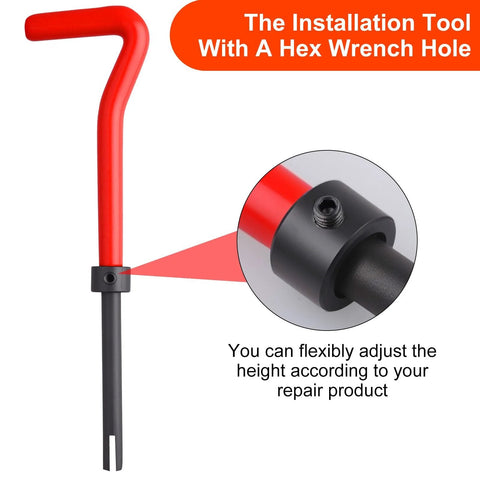 M8x1.25 Helicoil Thread Repair Kit With HSS Drill Bits And Inserts Carry Case installation tool with hex wrench hole