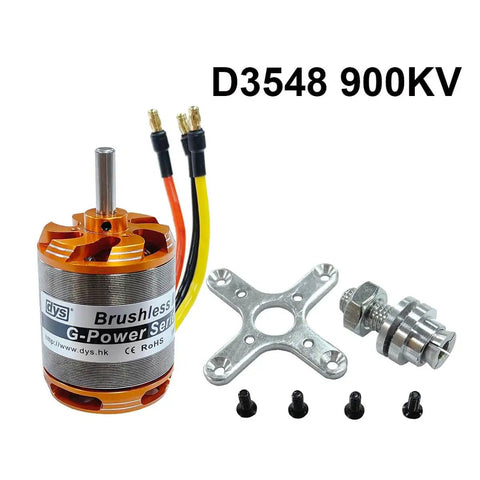 D3548 Brushless Outrunner Motor 900KV for 2-5S RC Drones and Fixed Wing UAVs with 5mm shaft, banana plug adapters
