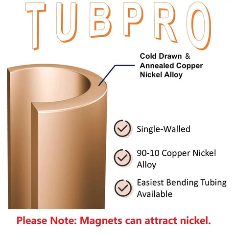TubPRO copper-nickel brake line kit, 3/16 in OD x 25 ft, non-magnetic tubing with 16 nuts and 4 unions for brake systems
