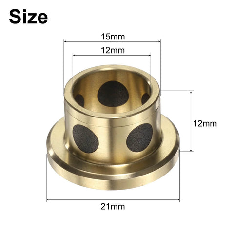 Flange Sleeve Bearings 12Mm Bore 15Mm OD 12Mm Height 4 Pack Self Lubricating Oilless Brass Graphite Bushings for linear motion