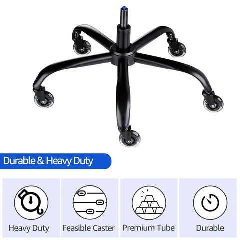 Heavy Duty Office Chair Base Replacement Bundle With 352 Lb Capacity, Smooth All Floor Rolling, Swivel Base.