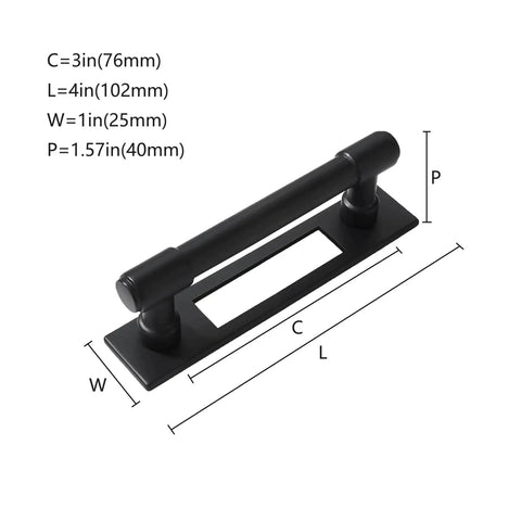 5 Pack 3 Inch Center To Center Black Cabinet Pull Backplates With Base Plate Zinc Matte Black Kitchen Cabinet Handles dimensions
