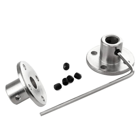 BISS Bonsicoky 4-piece 6mm rigid flange coupling set in silver metal with screws and L-shaped Allen wrench