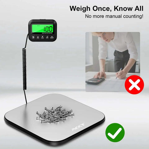 Beefy 440Lb Postal Scale With Stainless Steel Platform Tare Hold And Counting Functions, with digital display showing 100