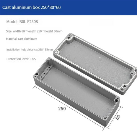 Open view of Rugged IP66 Waterproof Cast Aluminum Junction Box For Outdoor Electronics Projects Explosion Proof Electrical Enclosure Case 250x80x60mm With Pushbutton Switches, showcasing gasketed design.
