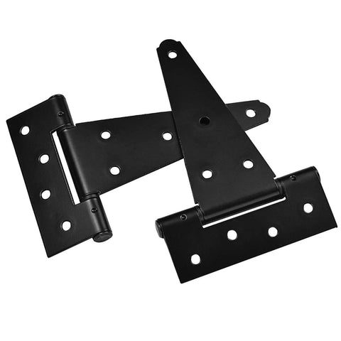 6 Inch T Strap Shed Door Hinges Heavy Duty Black Tee Hinge For Wooden Fences Yard Doors Barn Doors And Gates Rustproof, 2 Pack