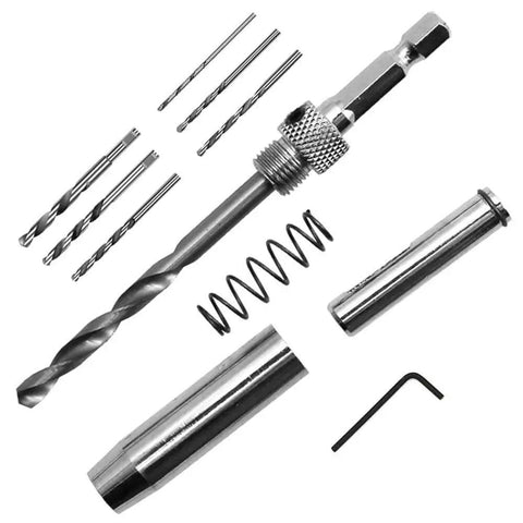 Center Drill Bit Set 21 Piece With Self Centering Hinge Tapper Core Hole Puncher And Hex Key Includes Bits 5/64 In