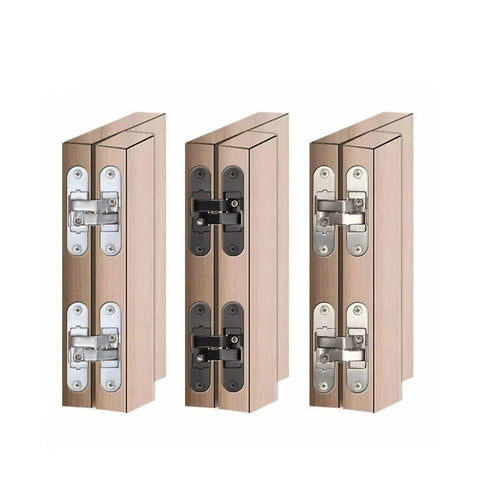 Hidden Cross Hinge For Invisible Wooden Doors, Adjustable 180 Degree Flat Folding Hinge With Concealed Hardware, Left Hand