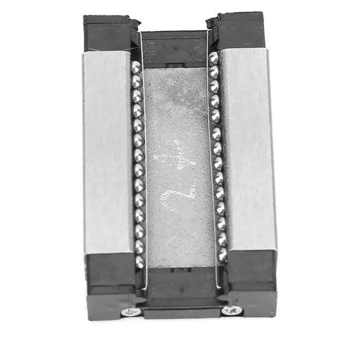 Top view of MGN12H Black Miniature Linear Rail Guide 12mm Width with Slide Block for precision equipment.