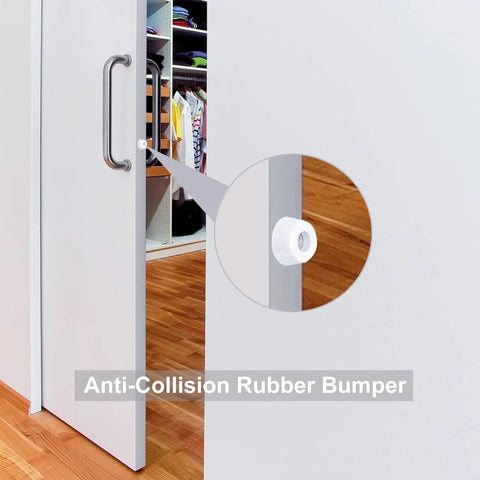 Sliding Pocket Door with anti-collision rubber bumper installed in home interior.