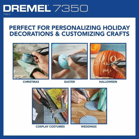 Cordless Rotary Tool Kit With USB C Battery And 5 Accessories used for holiday decoration customization including Easter and Halloween.