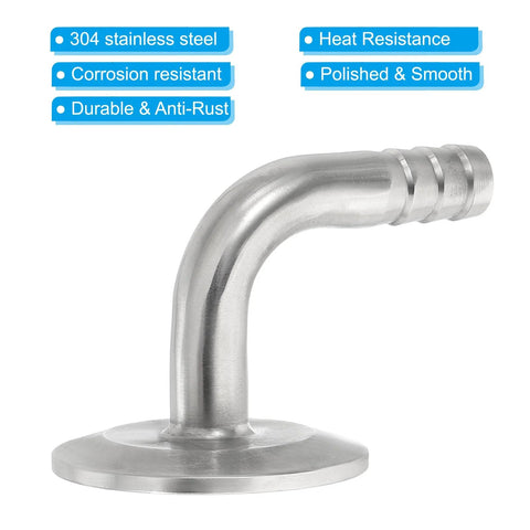 PATIKIL 90-degree stainless steel elbow tri-clamp hose barb fitting with flange base for 0.5 in tube