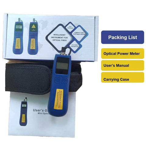 Fiber Optic Power Meter And Light Meter For Tech Pros Minus 70 To Plus 10 dBm 6 Calibrated Wavelengths with carrying case and manual