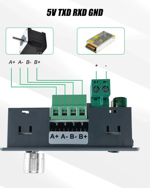 Stepper Motor Driver Controller For NEMA 17 23 34, 6.6A DC 10 30V TTL Serial With Display, wiring diagram illustration