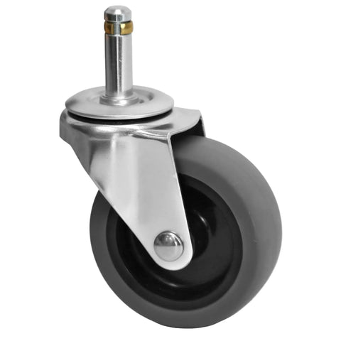 3 Inch Swivel Stem Cart Caster Replacement Wheels For Mop Buckets, 7/16 X 1-3/8 Inch Stem, TPR Rubber Wheel, front view