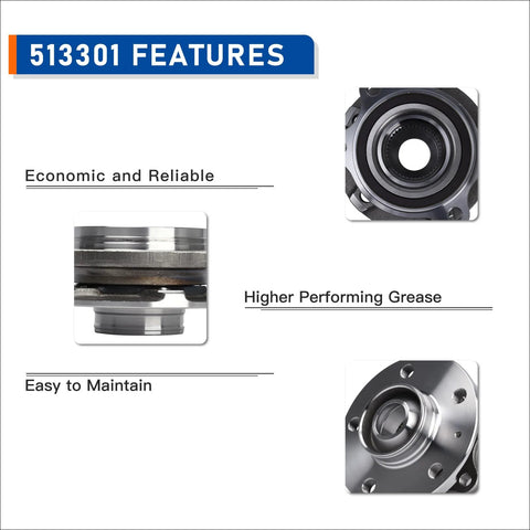 Two Pack Wheel Bearing Hub Assembly 513301 features for Audi A4 A5 A6 RS5 RS7 Quattro Allroad Q5 SQ Front Rear OE Fitment