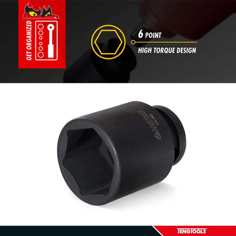 11mm Half Inch Drive 6 Point Metric Shallow Chrome Molybdenum Impact Socket with High Torque Grip and Black Phosphate Finish