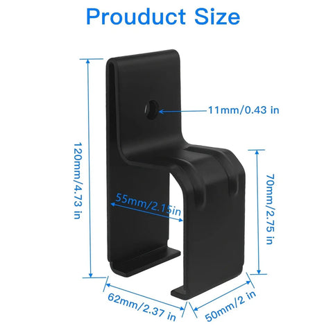 Heavy Duty Box Rail Hanger Bracket For Exterior Barn Door Hardware Rail Mount Bracket With Included Bolts Black 4 Pack Durable Rust Resistant Alloy Steel Construction For Outdoor Use, showing dimensions.