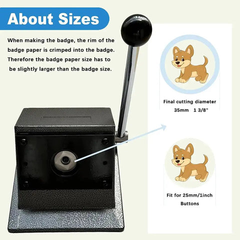 Heavy Duty 1 Inch Circle Punch Cutter Button Maker For Paper Craft And Diy Projects, Die Cutting Tool with sizing guide