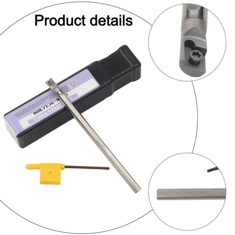 Solid Carbide CNC Tool Holder With 100mm Length And 7mm Shank, AntiVibration Boring Bar, inserts and packaging details.