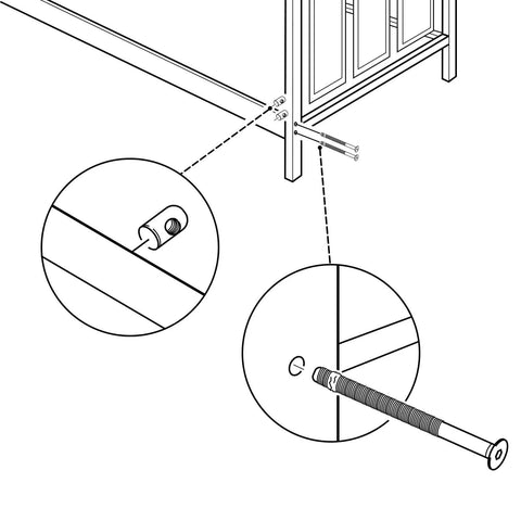 Illustration showing M6x80mm Black Flat Head Socket Head Screws With Barrel Nuts And Allen Wrench For Furniture Assembly Ten Sets Included Durable High Carbon Steel For Beds Flat Pack Furniture And Office Equipment.