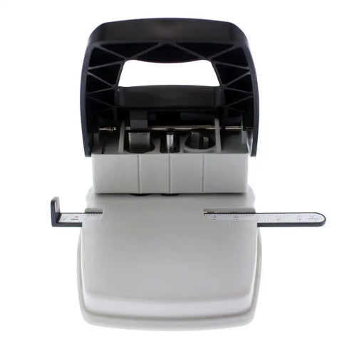 Three In One ID Card Hole Punch Tool for Name Badges with round hole, slot hole, and corner punches, featuring adjustable centering guide