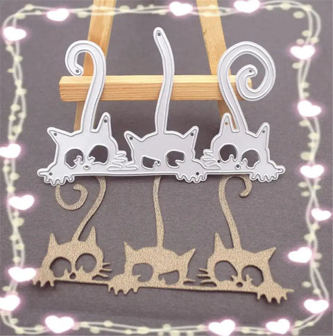 Cat Cutting Die Set For Card Making And Scrapbooking, Metal Die-Cuts For Paper Craft, Embossing And Punch Template, 3 Pack Cats