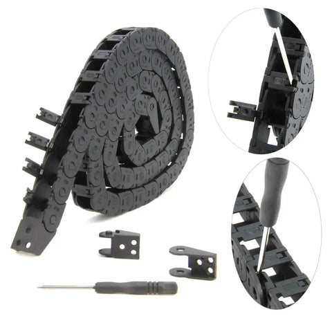 1 Meter Open Type Drag Chain Cable Carrier With 10x11mm Internal Size For 3D Printers And CNC Machines Includes End Connectors And Screwdriver Tool