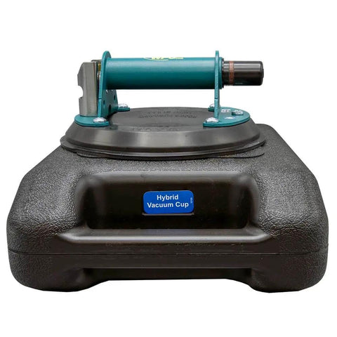 8 Inch Vacuum Suction Cup Lifter With Metal Handle And ABS Body Heavy Duty 125 Lb Capacity Includes Case Ideal For Grabbing Glass Tile Metal Panels And More Top Pick For Contractors And DIYers, front view with case
