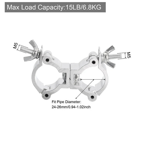 Beefy Aluminum Stage Lighting O Clamp With Double Buckle For 0.94 To 1.02 Inch OD Tubing Heavy Duty Pipe Mount 15 Lb Max Load
