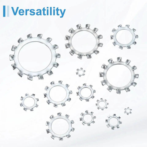Five Sixteenth Inch External Tooth Lock Washer Set Twenty Pieces 304 Stainless Steel Multi Tooth Star Locking Washers for versatility