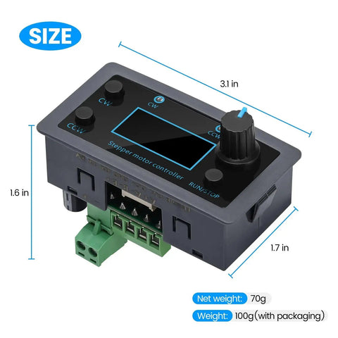 Stepper Motor Controller And Driver Board With Forward And Reverse Pulse Speed Control Module For DC 10 To 30V 4A, dimensions shown