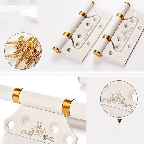 Stainless Steel Hinges Set 10 Pack White Bearing Hinges For Interior Doors And Cabinets with decorative gold accents