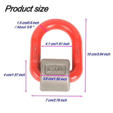 2 Ton Heavy Duty Welded Lifting Ring D Ring Lifting Attachment G80 Alloy Steel with Limit Shock Absorber Spring dimensions shown
