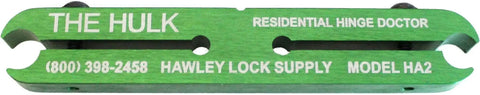 Front view of HA2 AB Residential Hinge Repair Kit, featuring USA made model HA2 tool in green for hinge adjustments.