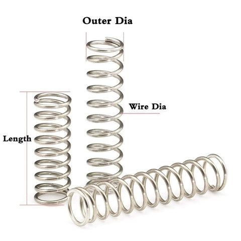 CREEYA 225-piece small compression spring set; 15 sizes, wires 0.6/0.8/1 mm, OD 8/9/9.5 mm, lengths 10/20/50 mm.