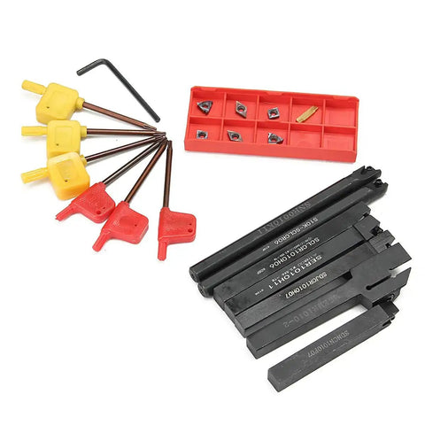 CNC Lathe Tool Holder CLCR 10mm Boring Bar Set With 7 Carbide Inserts And 7 Wrenches For Turning DZ17 Pro Grade Heavy Duty Cutting Tooling Kit