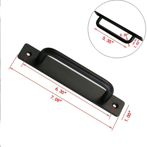 Black 4 Piece Barn Drawer Pulls Set With Flat Head Long Base Design For Drawers Doors And Cabinets Durable Aluminum Alloy Construction Rust Resistant Indoor Outdoor Use Sizing Includes Small And Large With 5.04 Inch And 6.30 Inch Hole Spacing