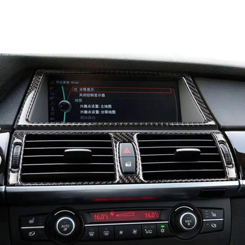 Dope Carbon Fiber Console Trim Kit With GPS Navigation And Air Vent Frame Cover for BMW X5 E70 2008 2013 and X6 E71 2009 2014