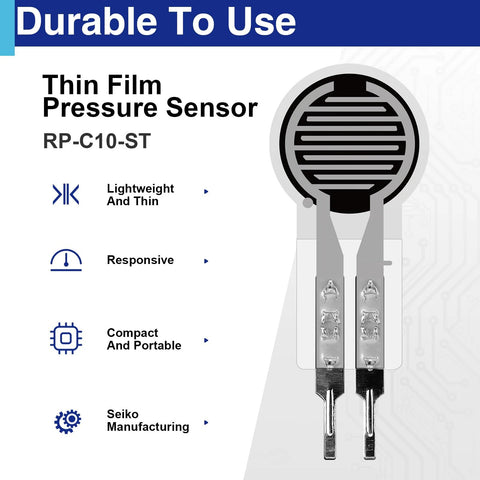 RP-C10-ST thin film pressure sensor with round diaphragm and dual metal leads; compact Arduino DIY sensor