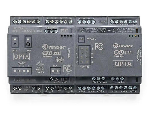 Pro Opta EXT Analog Expansion Module For Micro PLC With 6 Programmable Inputs 2 Outputs 4 PWM Channels shown with connectors