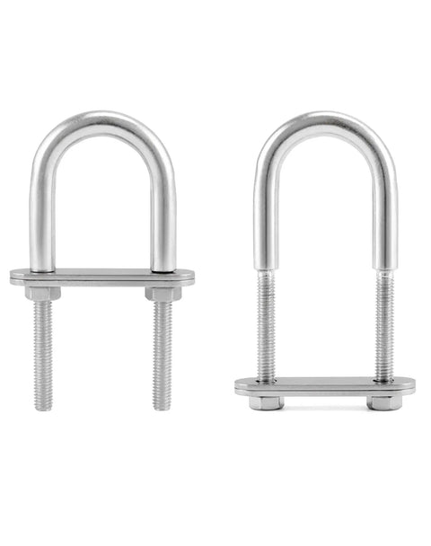 Four Pack 304 Stainless Steel U Bolts M6 x 90mm With Nuts And Plates For Boat Decks Heavy Duty Marine Hardware