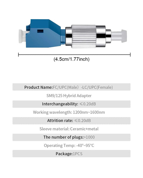 Moocci visual fault locator fiber optic tester adapter, blue plastic housing with silver knurled metal connector
