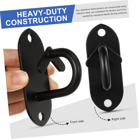 Resistance Band Anchors Ceiling Hangers For Secure Wall Mounting And Versatile Home Gym Use, black titanium anchors shown front and side