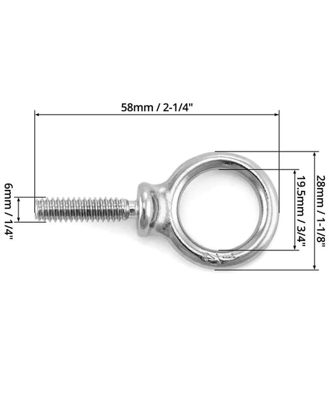 20 Pack 1/4-20 Stainless Steel Eye Bolts, 1-Inch Lifting Rings, Marine Grade Threaded Eyebolts For Hoisting And Machinery