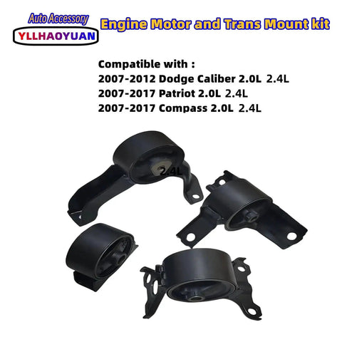 Set Of 4 Engine Mounts For Jeep Compass Patriot 2007 To 2017 2.0L 2.4L Also Fits Dodge Caliber 2007 To 2012 Replaces A5415 A5416 3130 3131 Durable OEM Quality Mounts