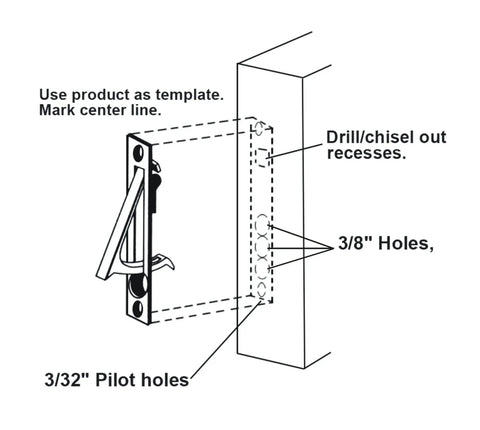 Illustration of Solid Brass Edge Pull Handle 4 Inch Satin Nickel For Pocket Doors And Sliding Doors installation guide