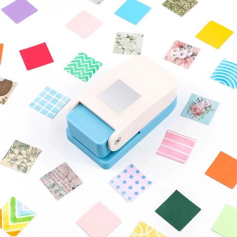 1 Inch Square Hole Punch For Crafting And Scrapbooking with colorful paper squares