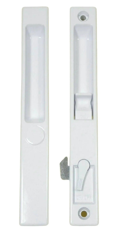 Sliding Glass Patio Door Handle Set Flush Mount Non-Keyed With 6-5/8 Inch Screw Hole Centers White DL-502 Replacement Hardware