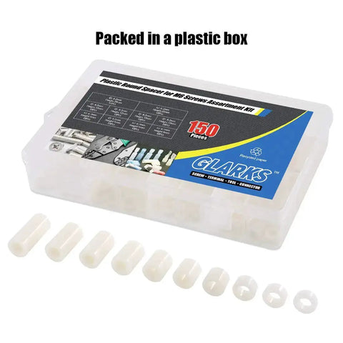 150 Piece Nylon Round Spacer Kit For M6 Screws With 11mm Outer Diameter And 6.2mm Inner, packed in plastic box, 10 size standoffs